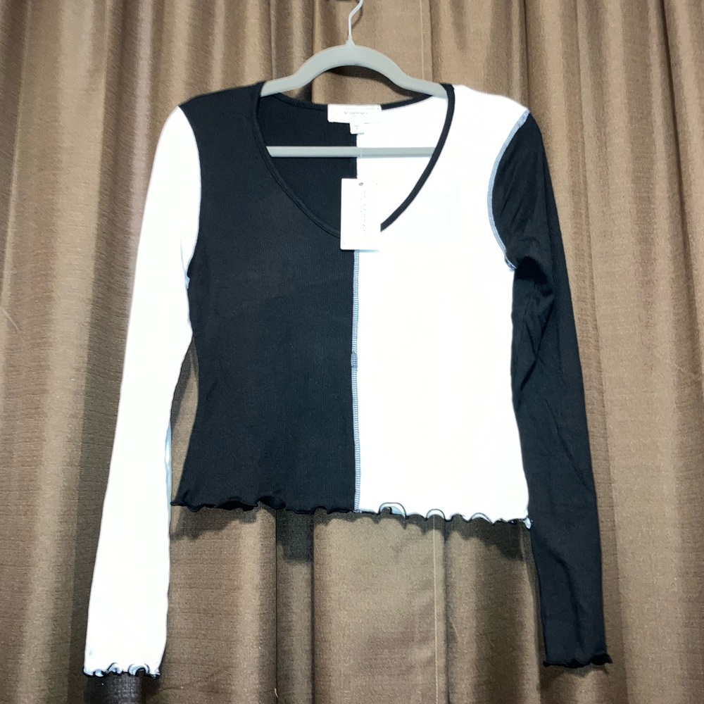 No Comment Knit Top in Black and White